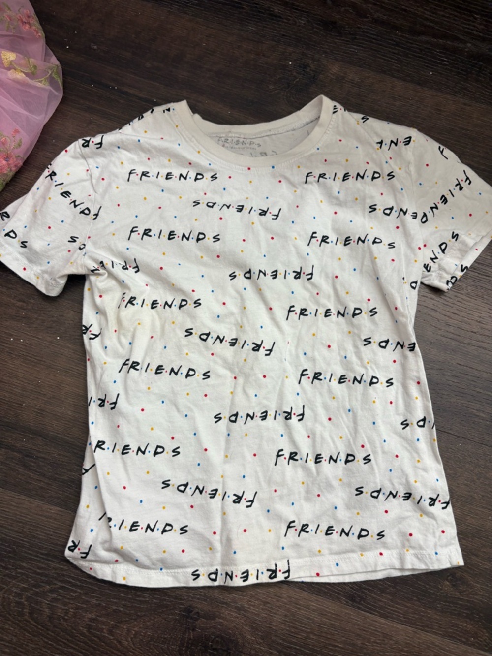 FRIENDS Logo White Tee with Multicolor Dots